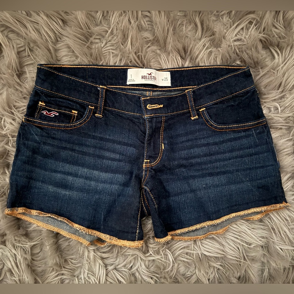 Hollister Blue Jean Shorts with Distressed Hem